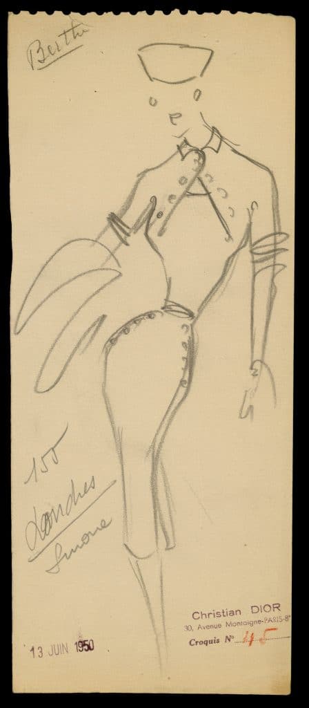A sketch by Christian Dior for the Autumn/Winter 1950 haute couture collection
