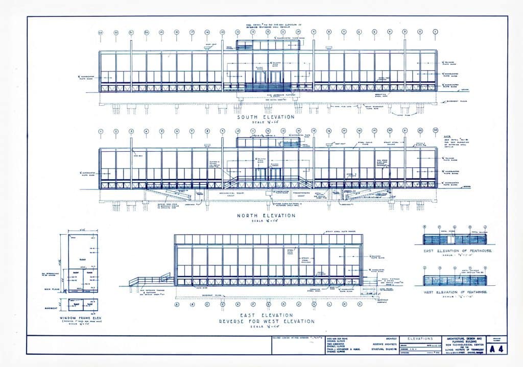 Mies van der Rohe Matthew Rachman Gallery Chicago Blues and Beyond blueprints Illinois Institute of Technology IIT Crown Hall