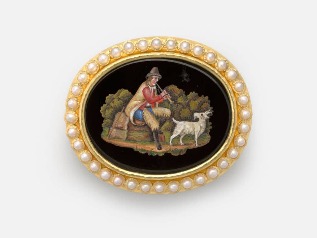 Shepherd and Goat brooch