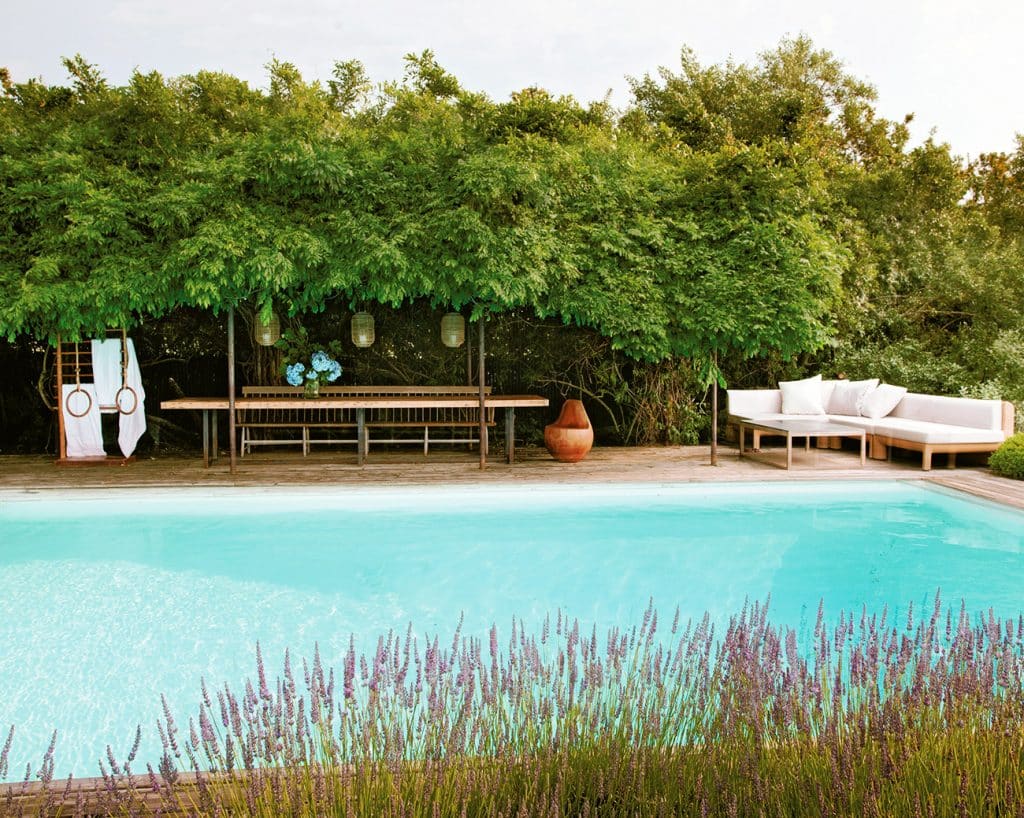 The pool at Michael Bruno's Southampton home, photographed by Tim Street-Porter.