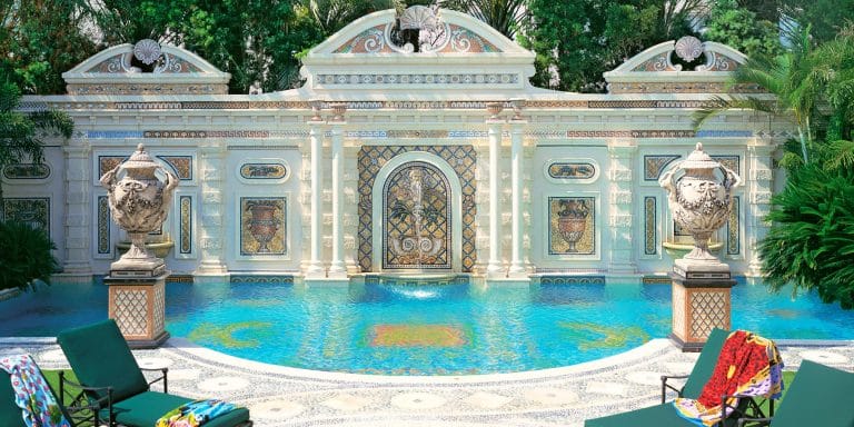 The Italianate pool designed by Gianni Versace in Miami Beach, photographed by Tim Street-Porter.