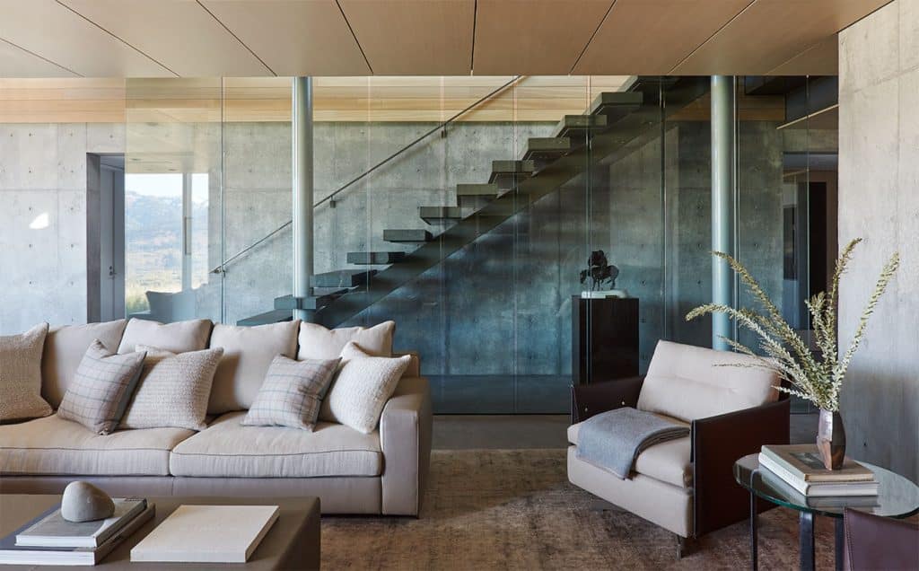 WRJ Design Associates Jackson Hole Wyoming Rush Jenkins Klaus Baer Snake River living room minimalist Natural Elegance