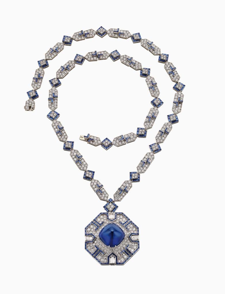 Bulgari Sautoir in platinum with sapphires and diamonds, 1969 (formerly in the collection of Elizabeth Taylor)