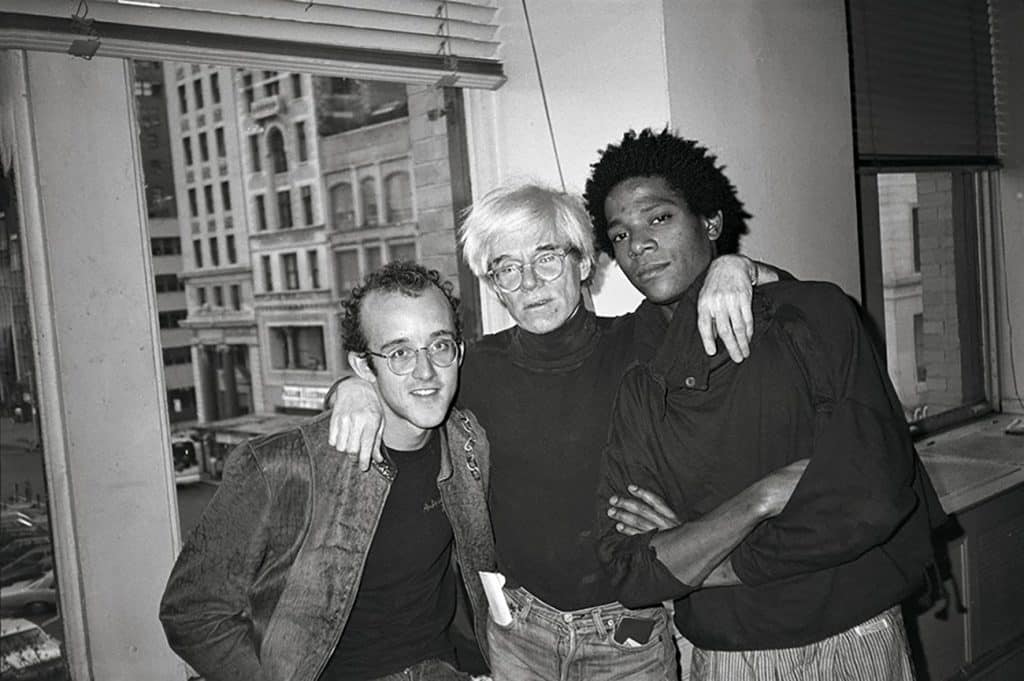 Keith Haring, Andy Warhol and Jean-Michel Basquiat in Warhol’s studio