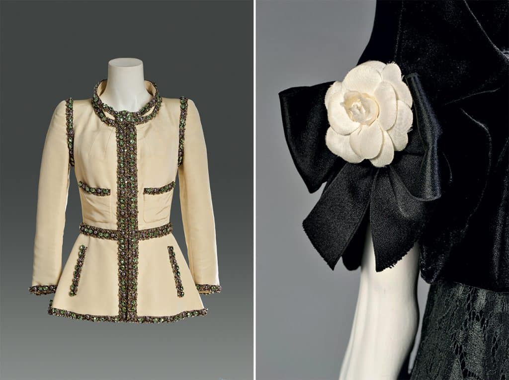 Chanel evening jacket and evening dress detail