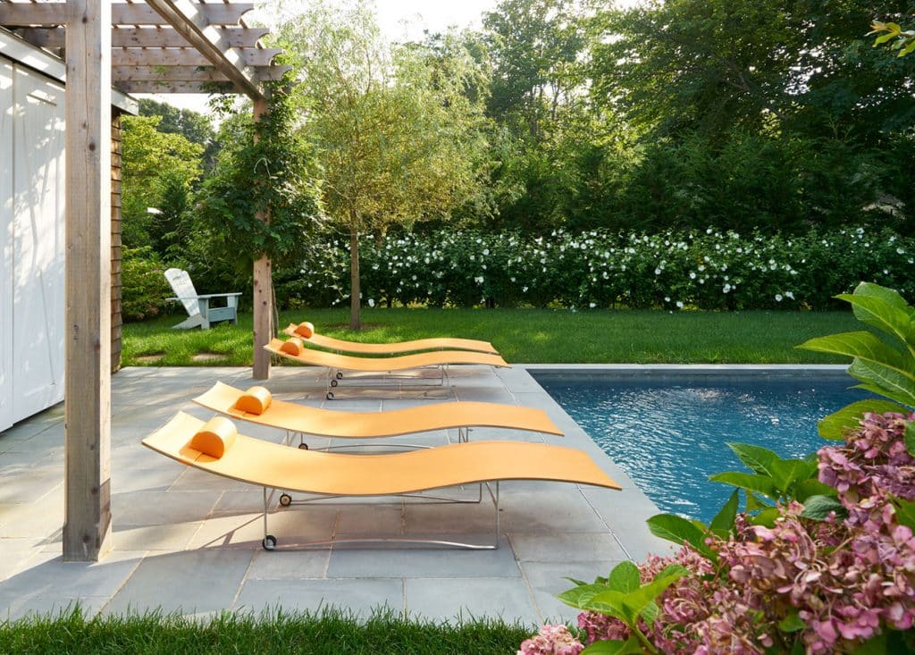 New York designer Timothy Brown Amagansett pool patio ceramics studio pool house cabana