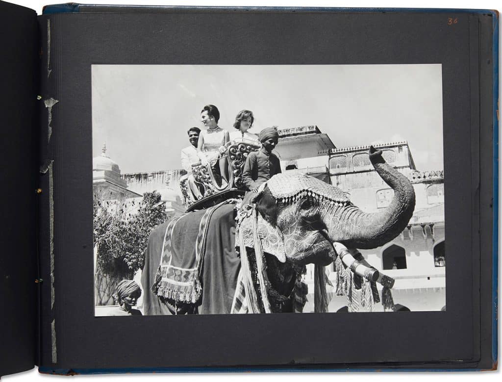 The bound photo book Visit of Mrs. John F. Kennedy to India, March 1962.