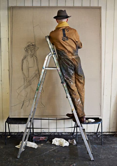 Billy Childish in his studio