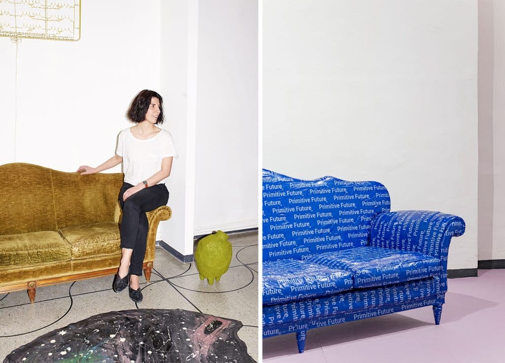Beatrice Bianco of Camp Design Gallery. Photo by Federico Floriani Right: Wrapping sofa, 2019, by Parasite 2.0
