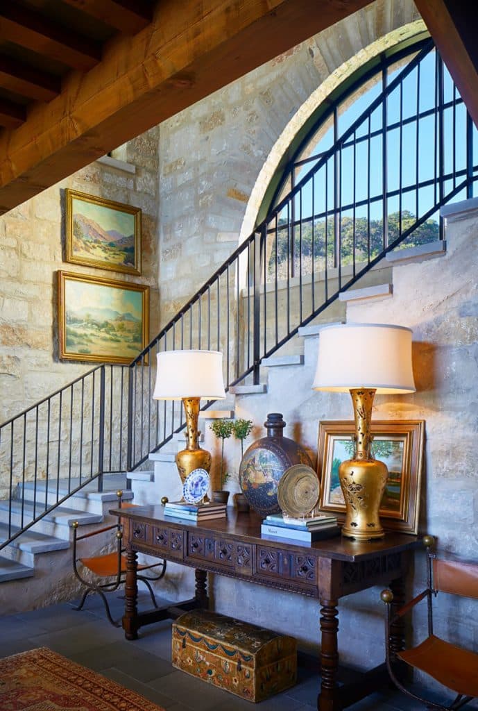 Texas interior design Melissa Morgan M Interiors Medina living room staircase