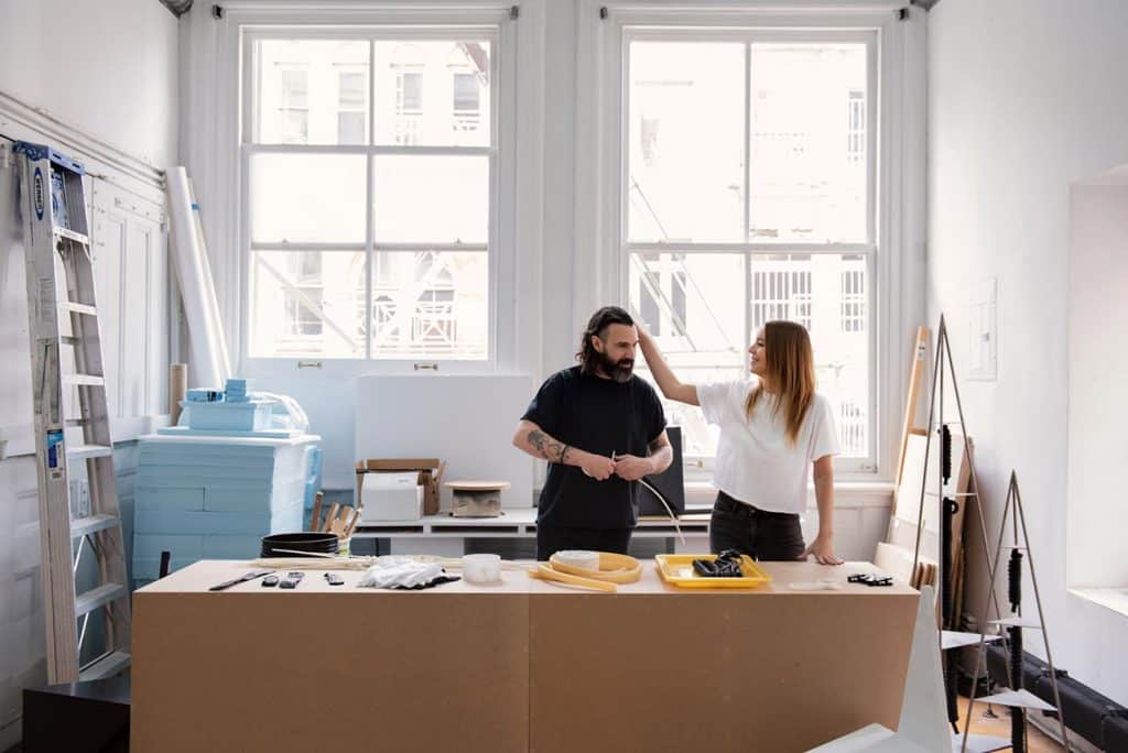 Swafford and Larson at work in their studio.