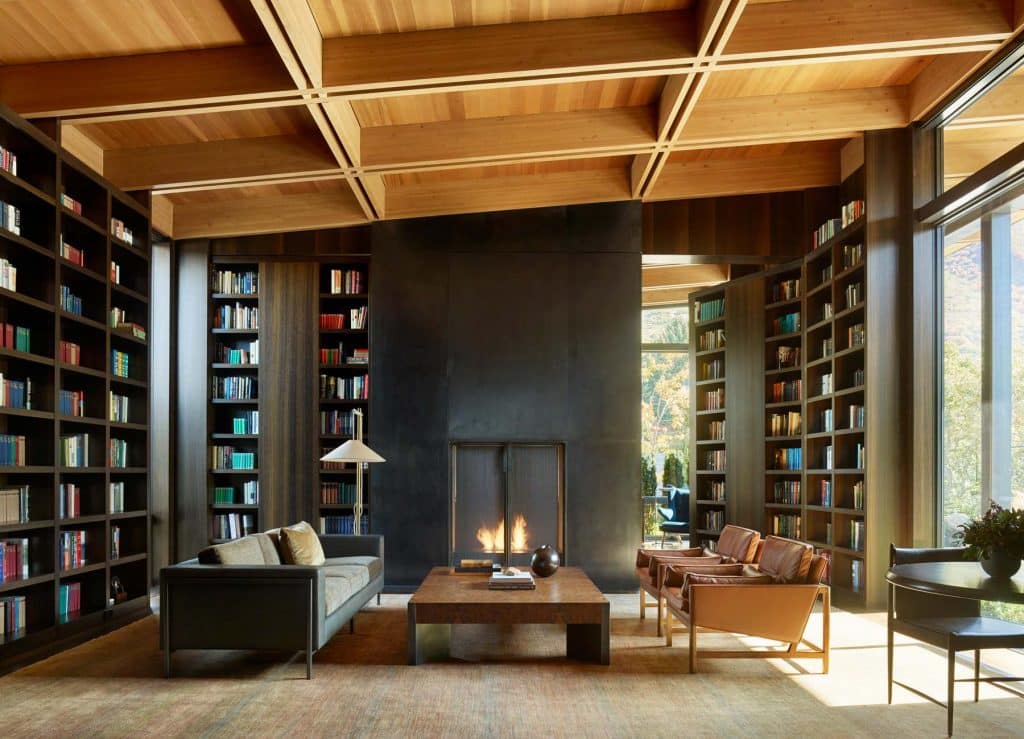 Architect Tom Kundig Olson Kundig Salt Lake City Wasatch House library study home office fold-away bookshelves