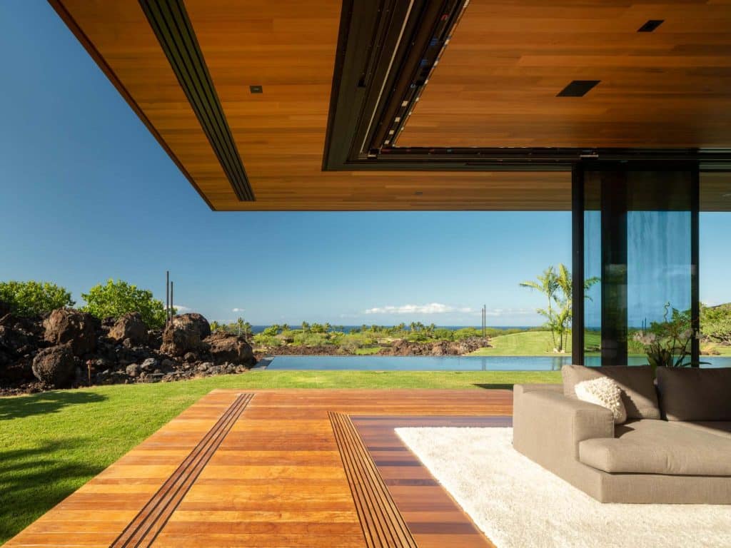 Architect Tom Kundig Olson Kundig Hawaii house Hale Lana living area sliding glass wall