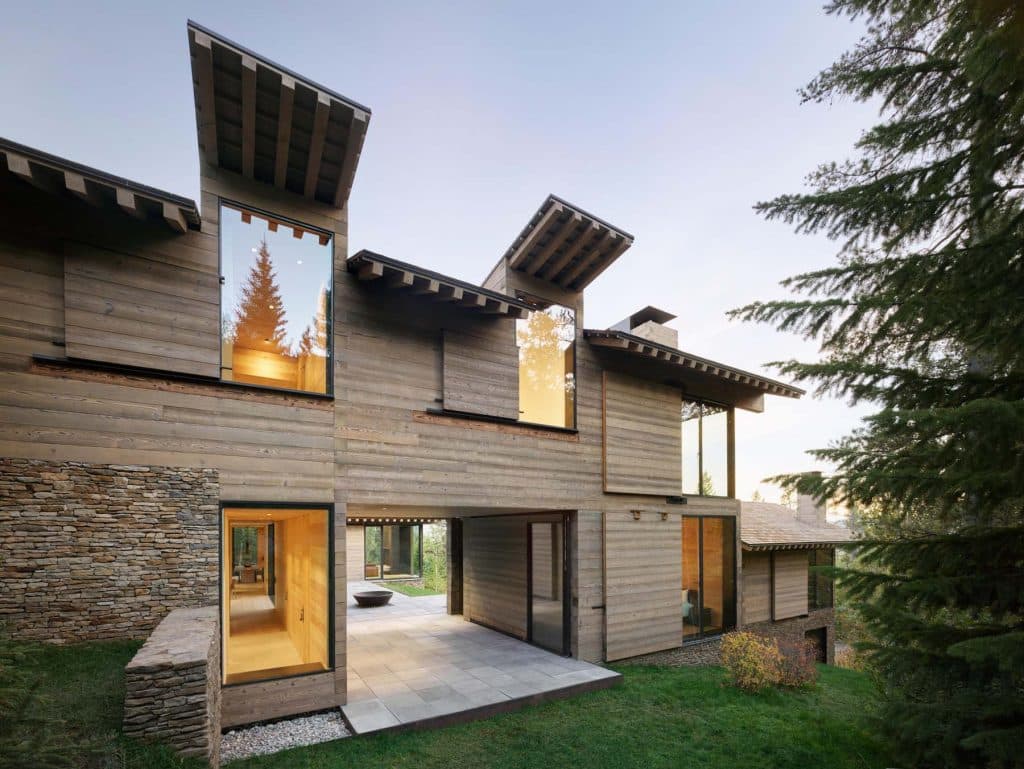 Architect Tom Kundig Olson Kundig Jackson Hole Teton House exterior elevation shutters