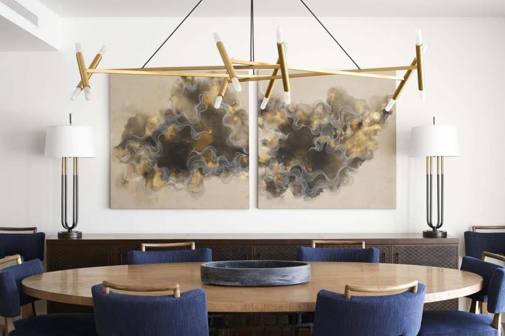 Ai Campbell paintings in dining room