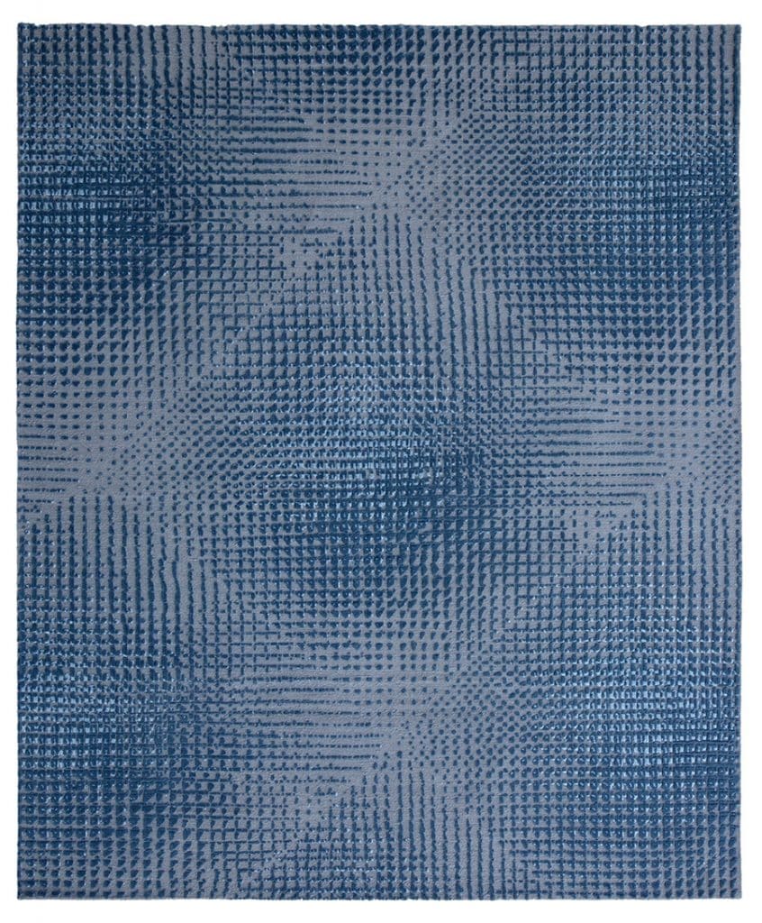 Hand-knotted, wool-silk Blurred Lines rug, by Jan Kath Designs