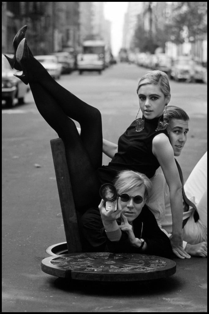 Andy Warhol with Edie Sedgwick and Chuck Wein, New York, 1965, by Burt Glinn