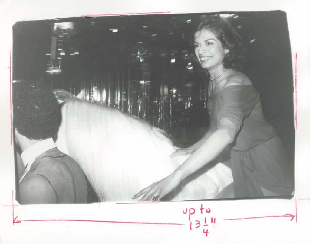 Warhol captured Bianca Jagger famously riding in on a white horse at her Studio 54 birthday party, 1977