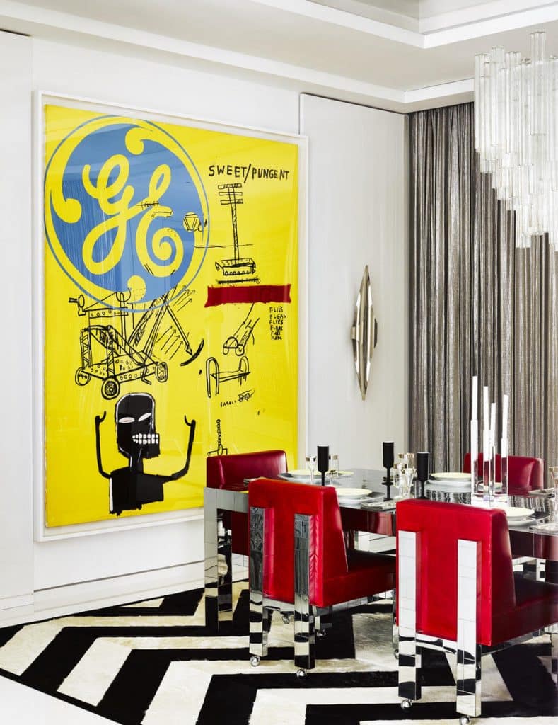 Andy Warhol/Jean-Michel Basquiat painting in dining room by Martyn Lawrence Bullard