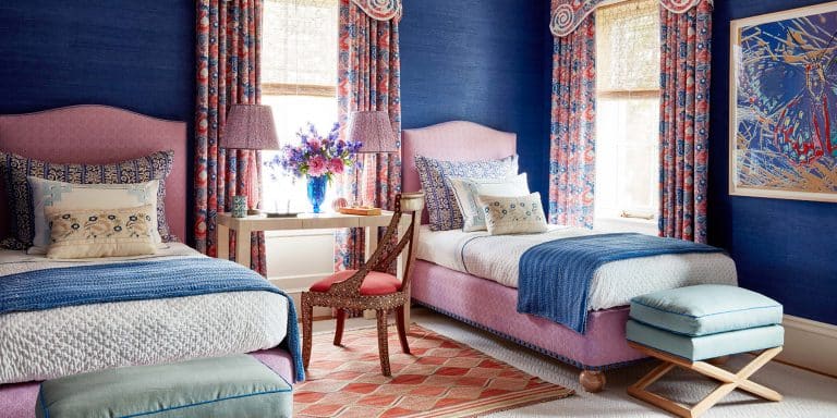 blue guest room by Katie Ridder