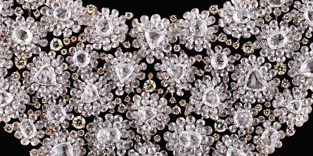 studio reves diamond floral carpet necklace
