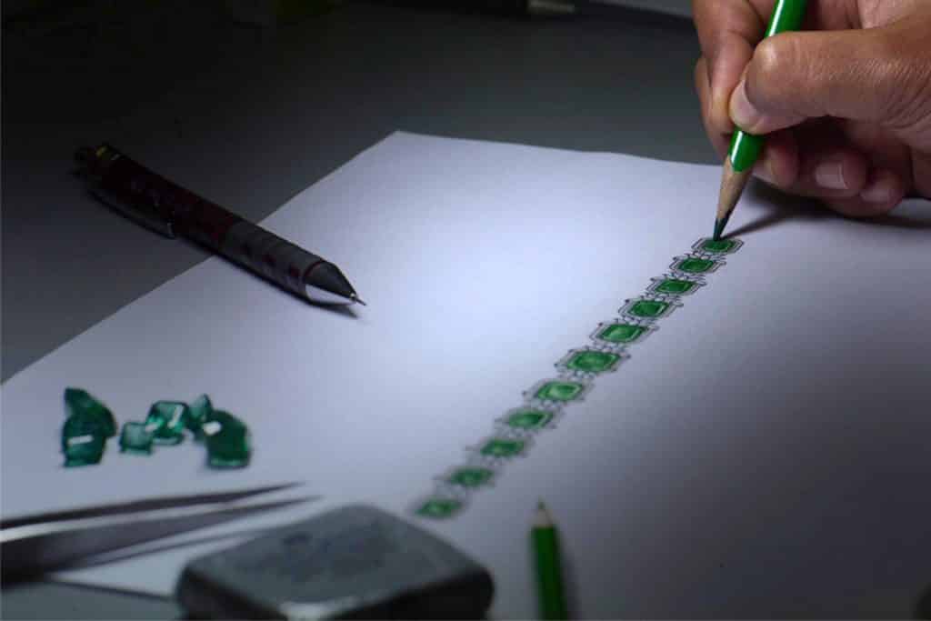 Studio Reves emerald bracelet sketch