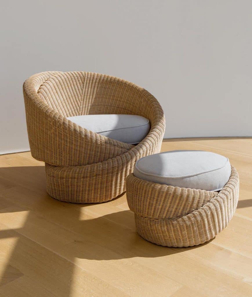 A Knotties armchair and ottoman by Nea Studio