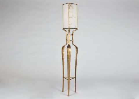 A bronze and alabaster floor lamp by Franck Evennou