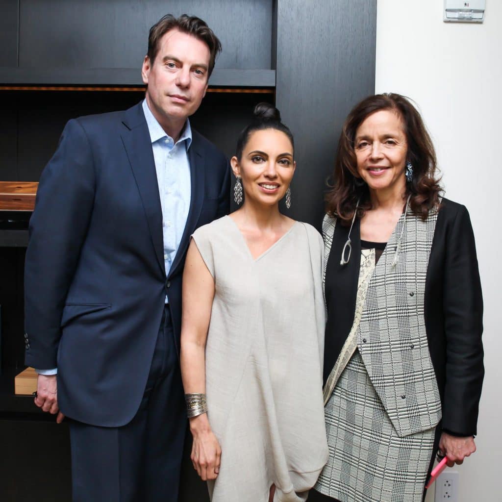 Gallerists David Maupin and Rachel Lehmann with Teresita Fernández (center), one of the artists they represent