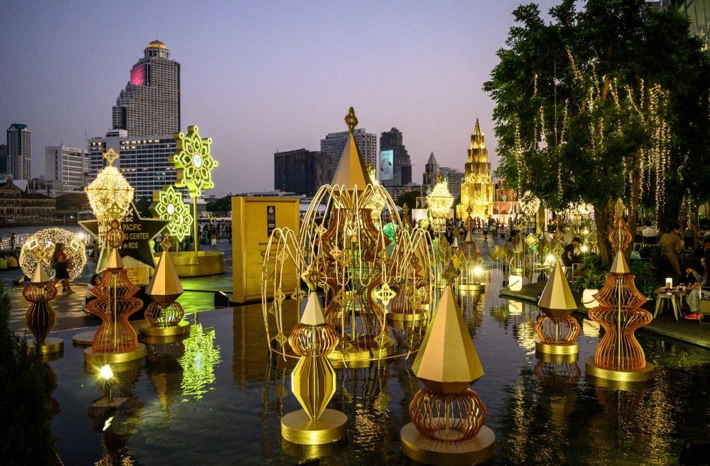 Holiday decorations at the Iconsiam shopping mall in Bangkok.