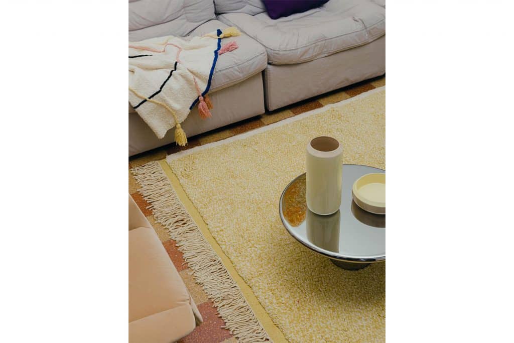 Julie Richoz carpet Noise line Trame Voyage to Meknes collection Into Each Other vase and bowl Maddalena Casadei