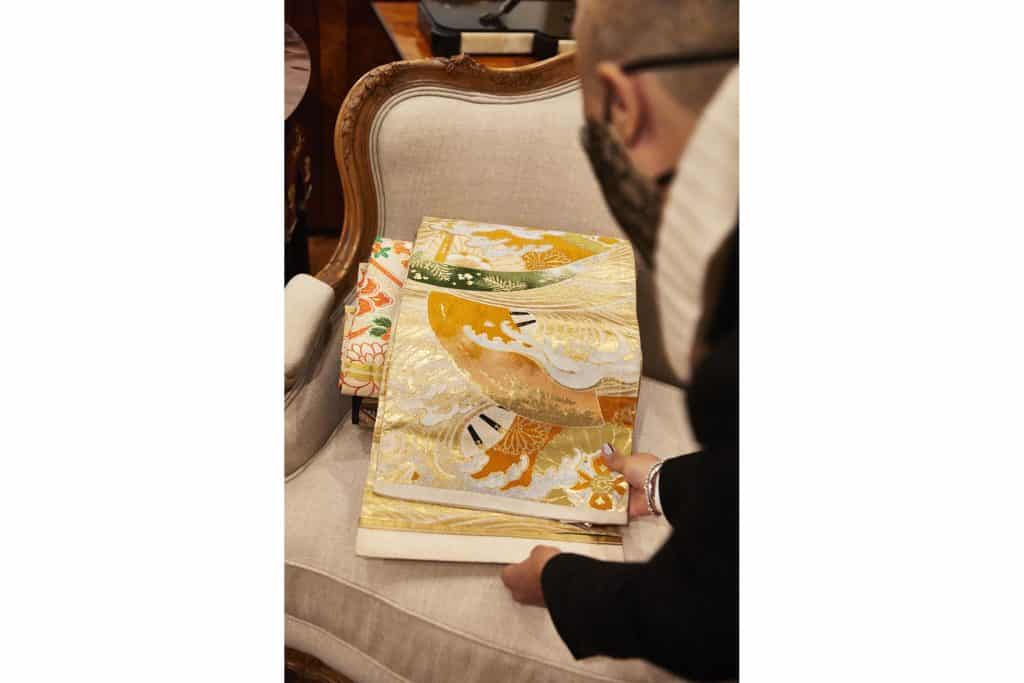 Interior designer Paris Grant at Naga Antiques Asia Asian Japan Japanese Hudson New York store shop gallery antiques dealer obi