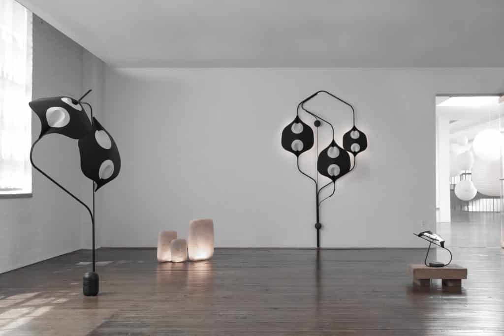 YMER&MALTA's Galet lights and edaLight floor lamp, sconce and table lamp at the Noguchi Museum in New York