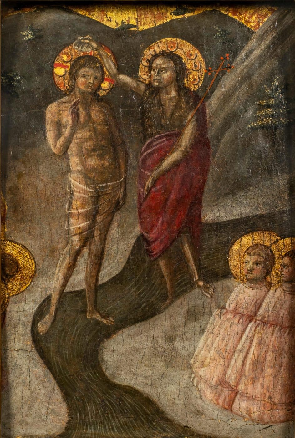 Baptism of Christ, ca. 1450, by Borghese di Piero, offered by Robert Simon Fine Art