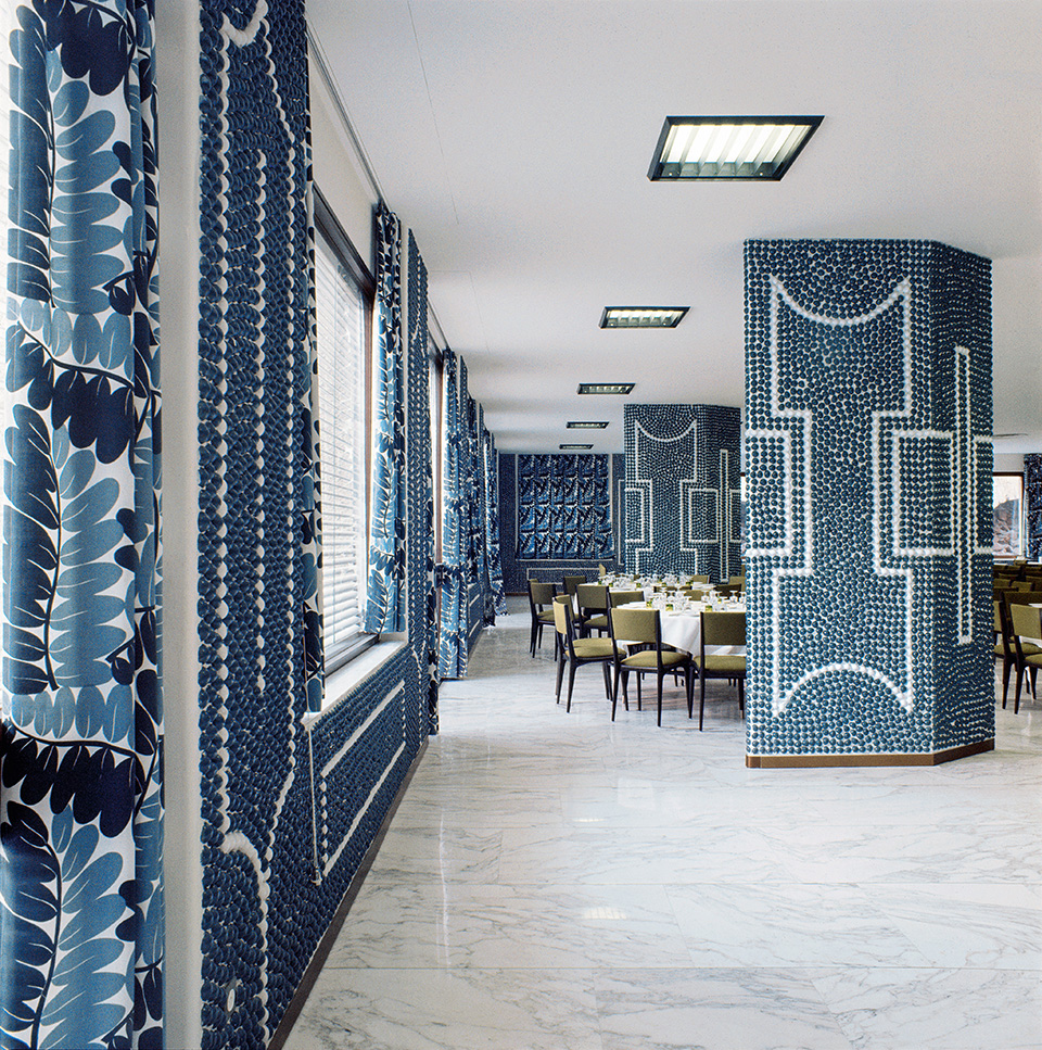 The banquet room of the Hotel Parco dei Principi in Rome, as seen in the book Gio Ponti, offered by Taschen