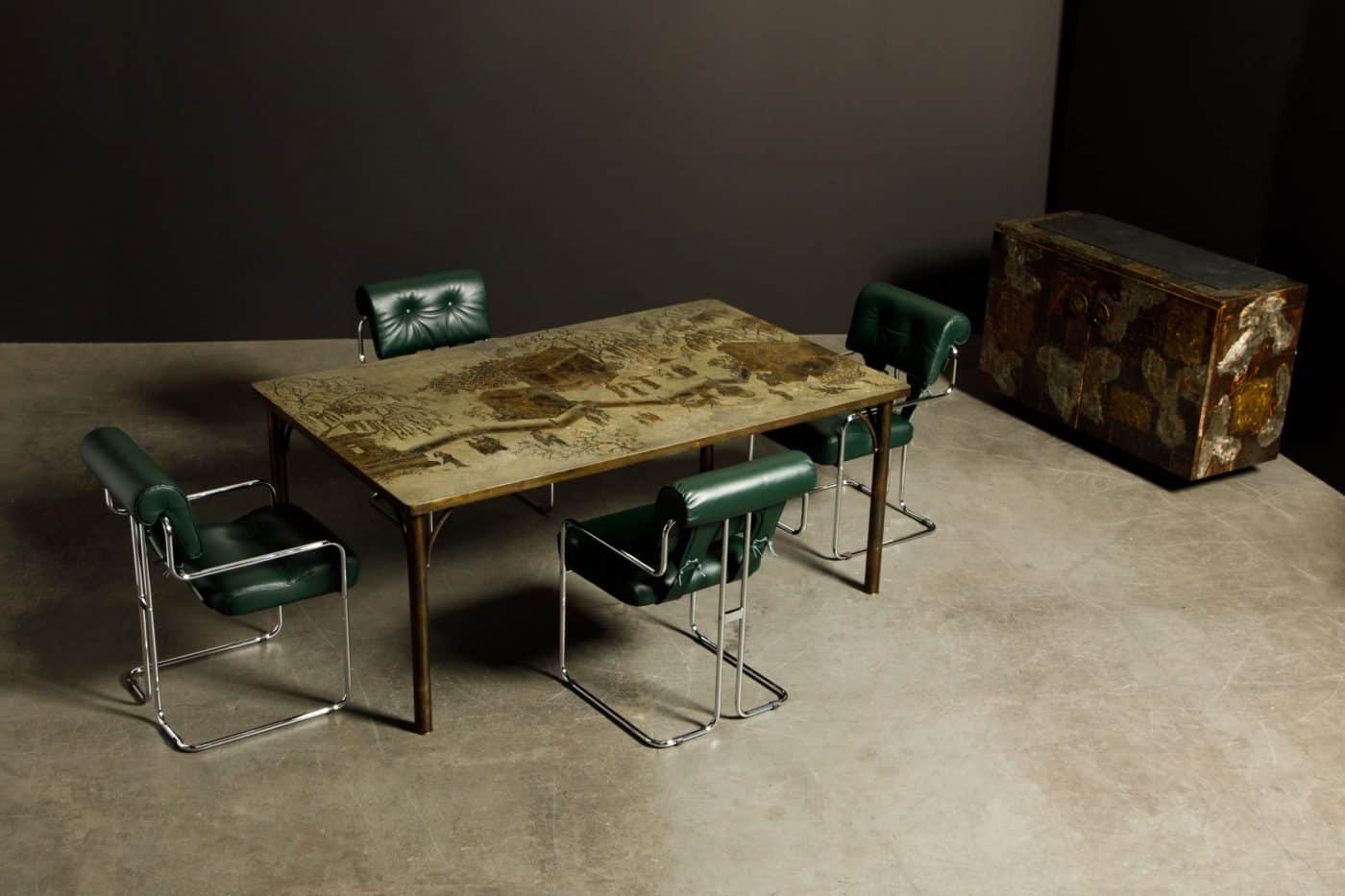 The Kang Tao bronze and pewter dining table by Philip and Kelvin LaVerne, offered by Automaton