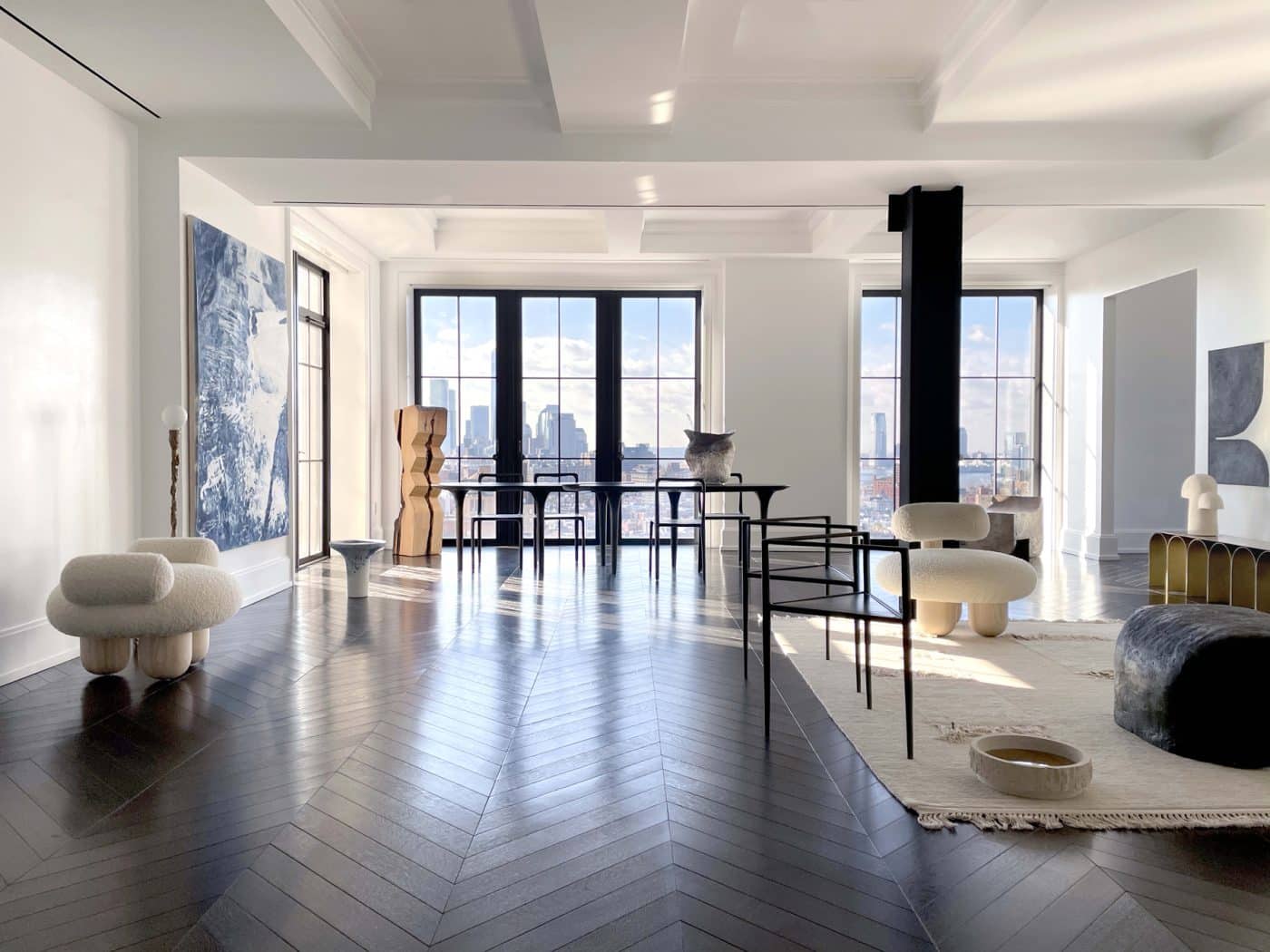 Galerie Philia's show of contemporary furniture in a duplex apartment in New York's Walker Tower