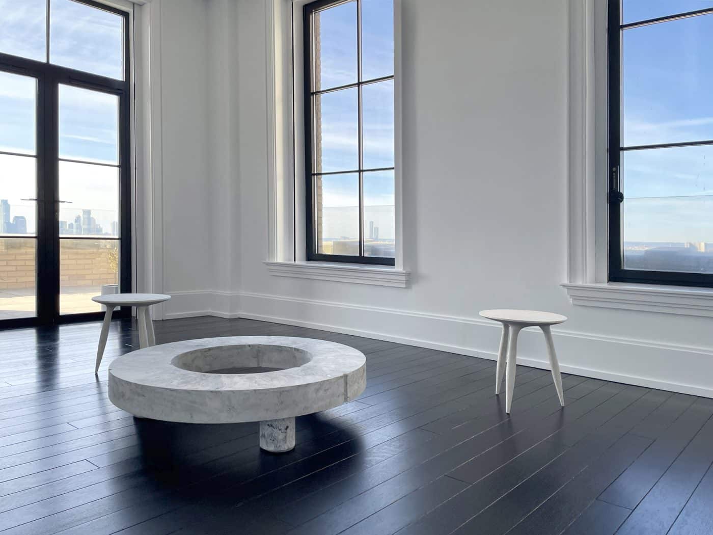The meditation room in Galerie Philia's staged apartment in New York's Walker Tower