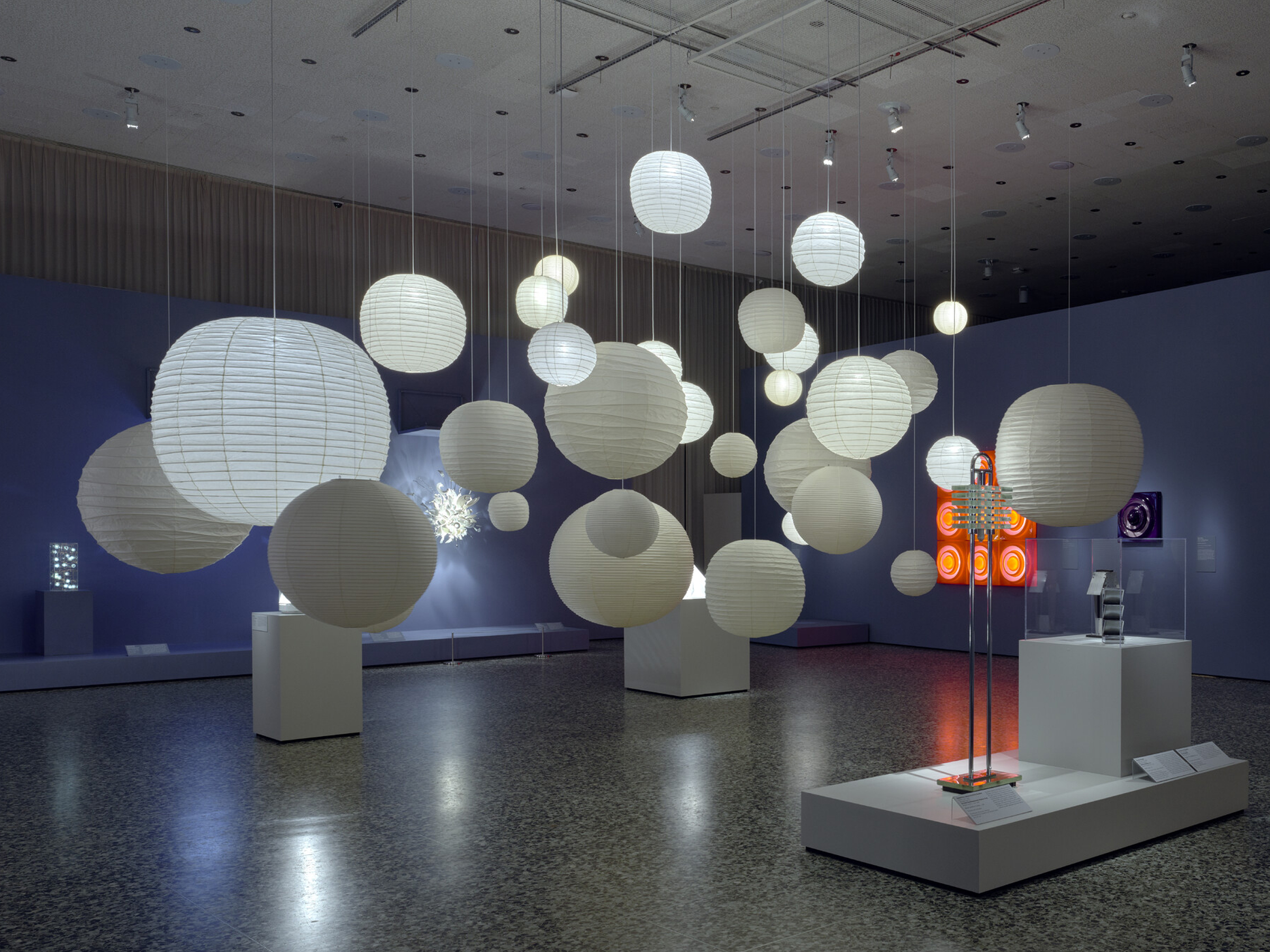 Isamu Noguchi's Akari lamps from "Electrifying Design: A Century of Lighting," at the Museum of Fine Arts, Houston