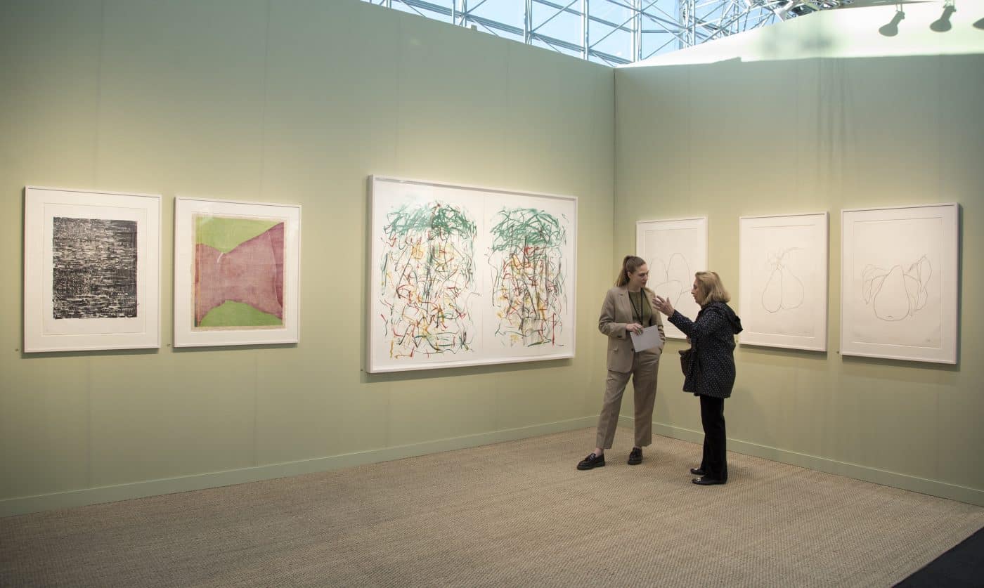 The booth of Susan Sheehan Gallery at 2019 IFPDA Fair at the Javits Center, New York. Photo by Richard Lee