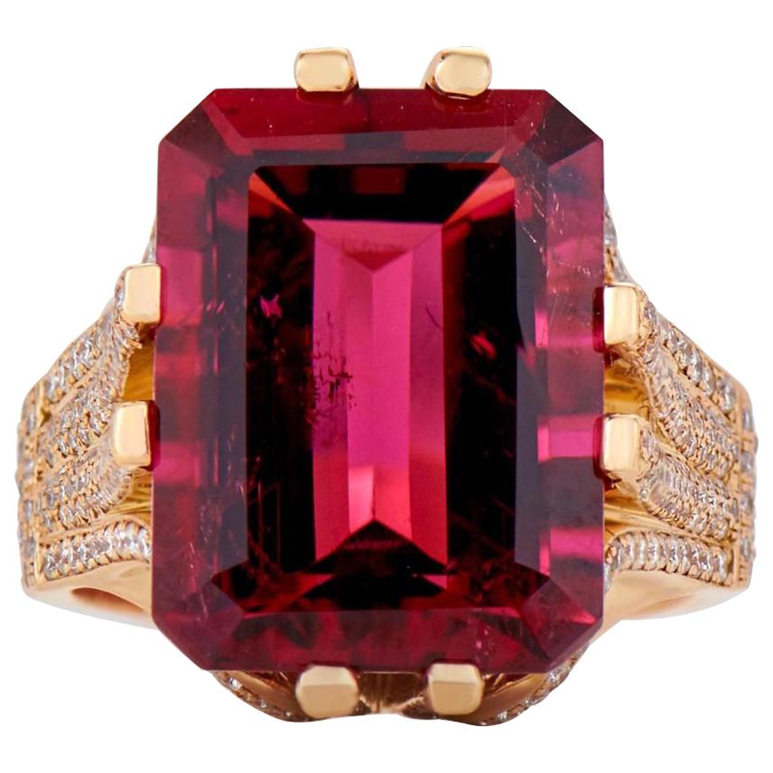 Neil Lane rubellite, yellow-gold and diamond COCKTAIL RING