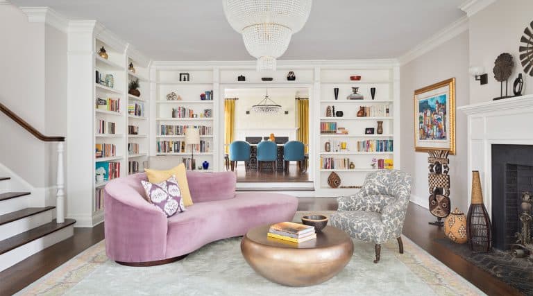 The living room of a Greenwich, Connecticut, house with interiors by Danielle Fennoy of Revamp Interior Design