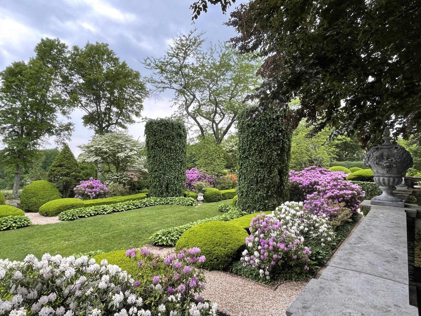 Wethersfield garden with rhododendrons 