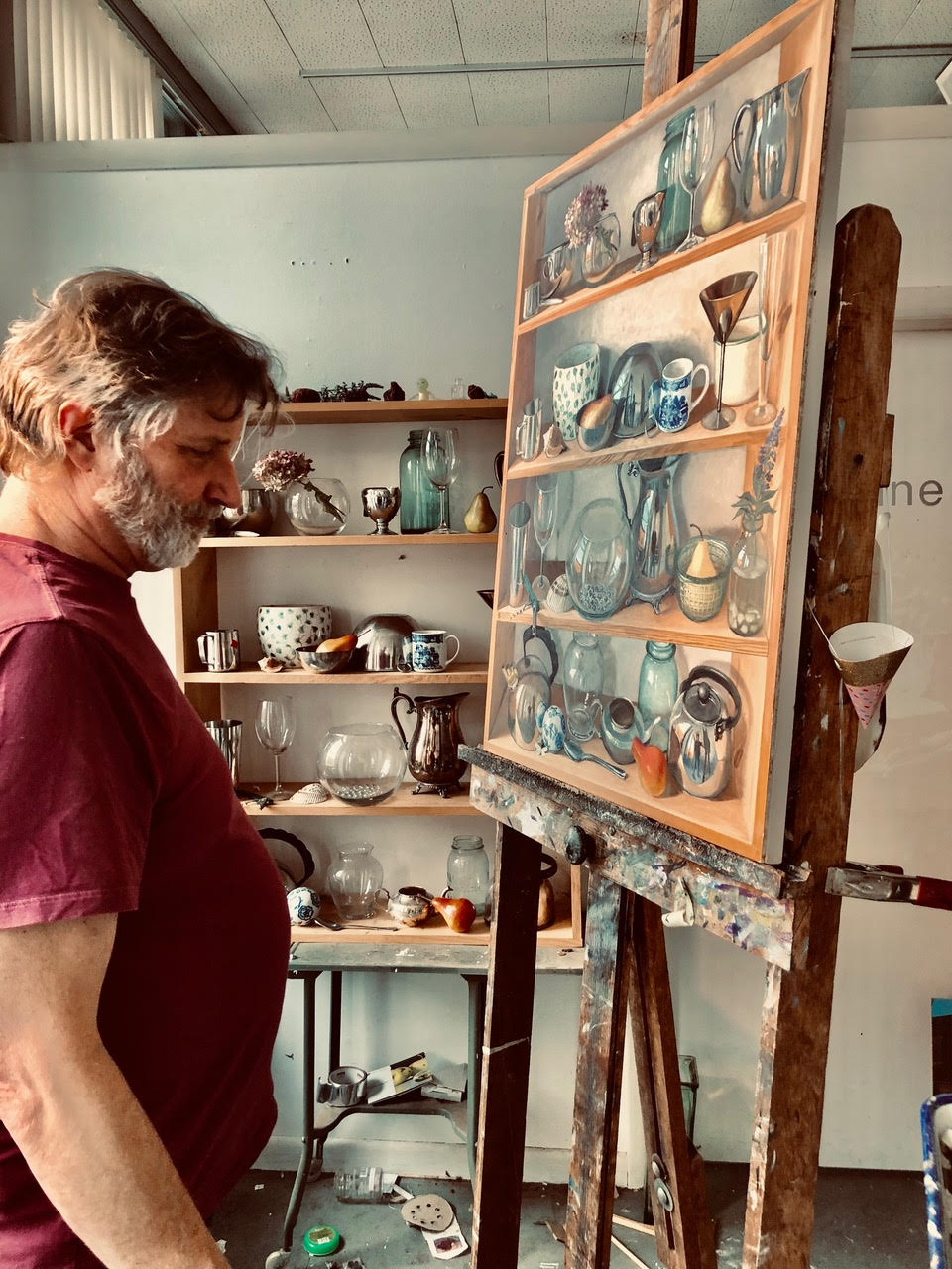 Eric Forsmann painting in his Connecticut studio