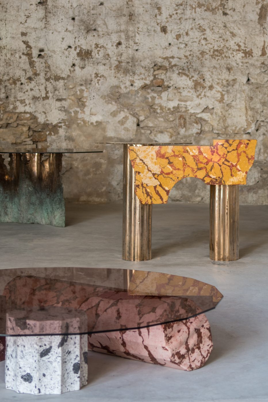  TURIN DINING TABLE, KNOSSOS CONSOLE and OLYMPIA LOW TABLE by Roberto Sironi
