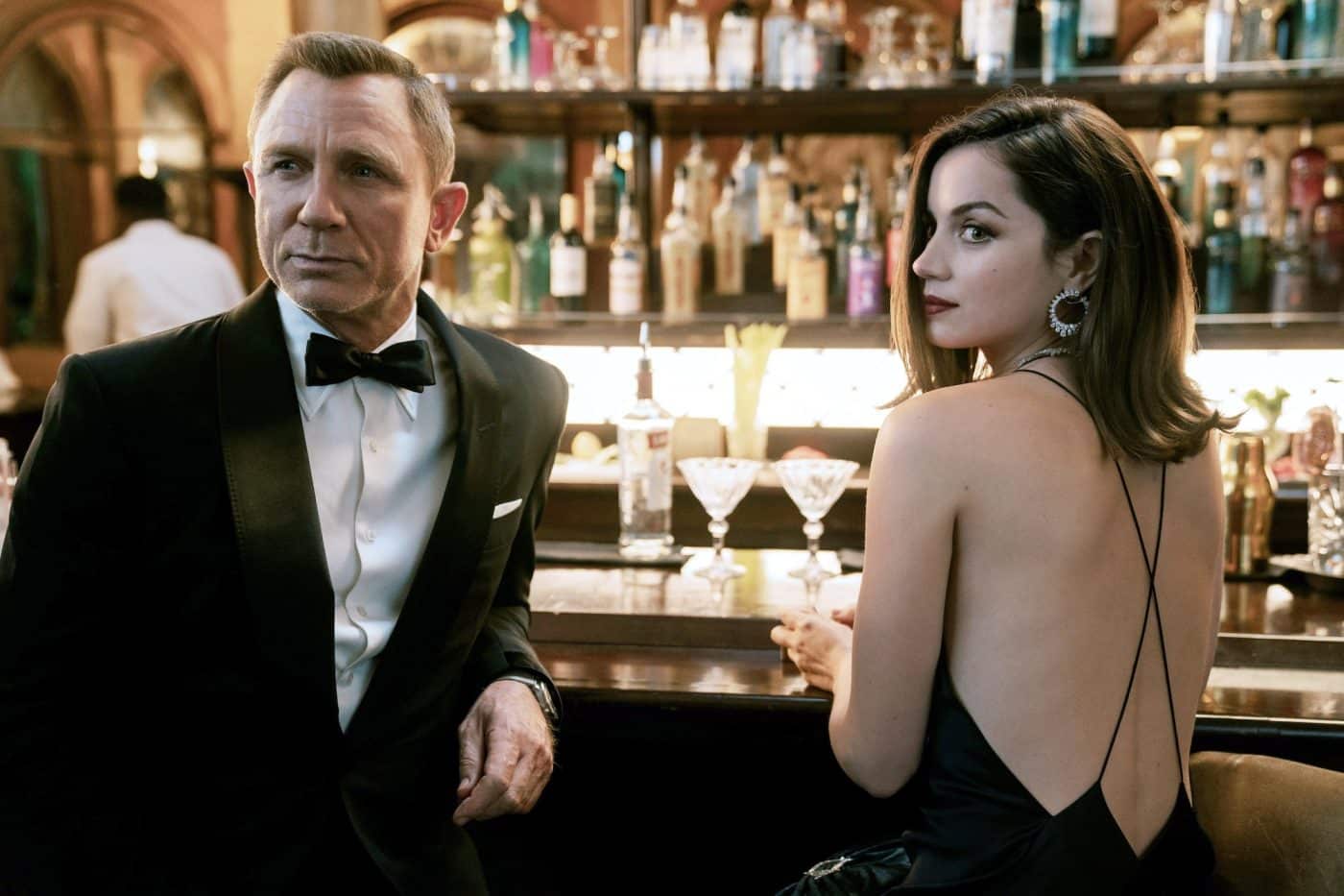 In this fall's No Time to Die, Daniel Craig's Bond pairs his tuxedo with an OMEGA SEAMASTER and a martini in a scene with Ana de Armas.