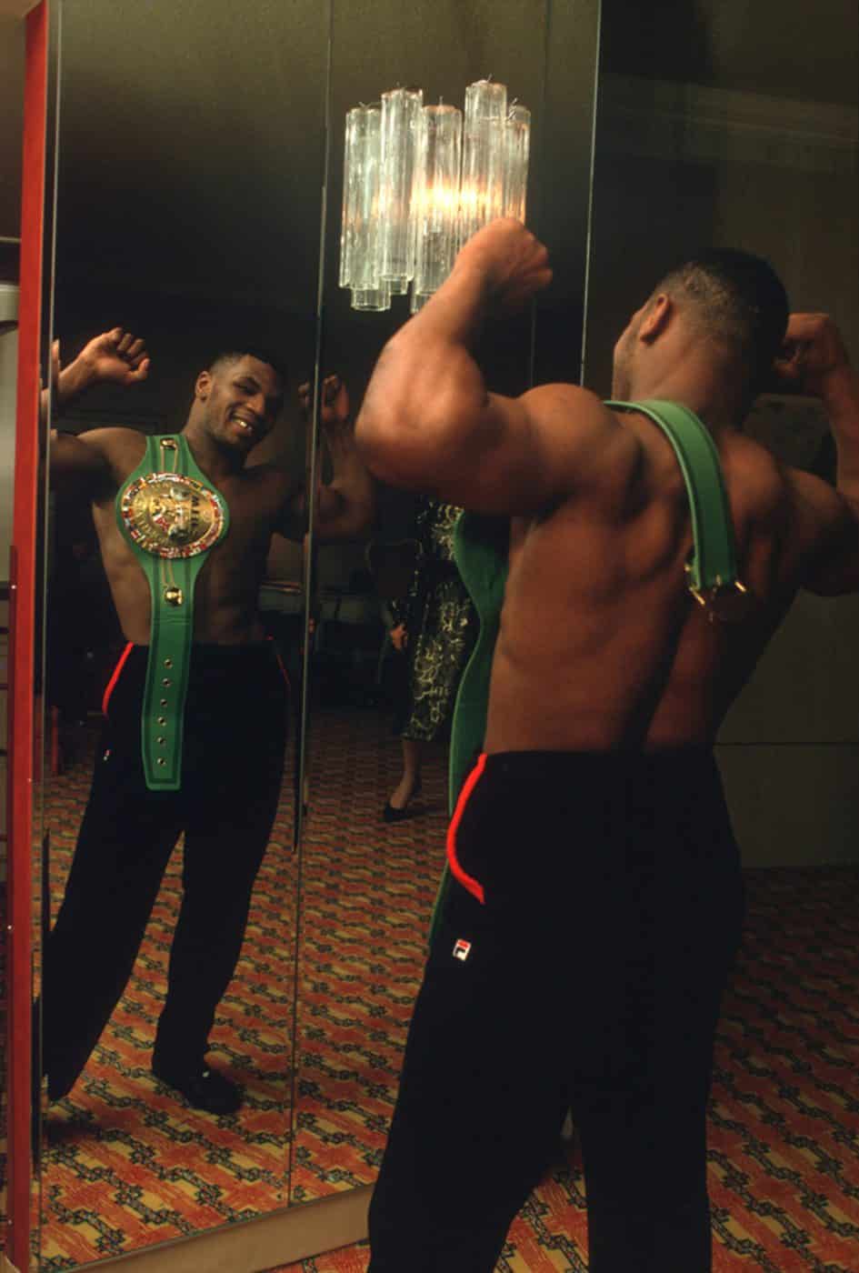 Mike Tyson after winning his first heavyweight title (WBC) against Trevor Berbick, in Las Vegas, November 22, 1986. © Lori Grinker