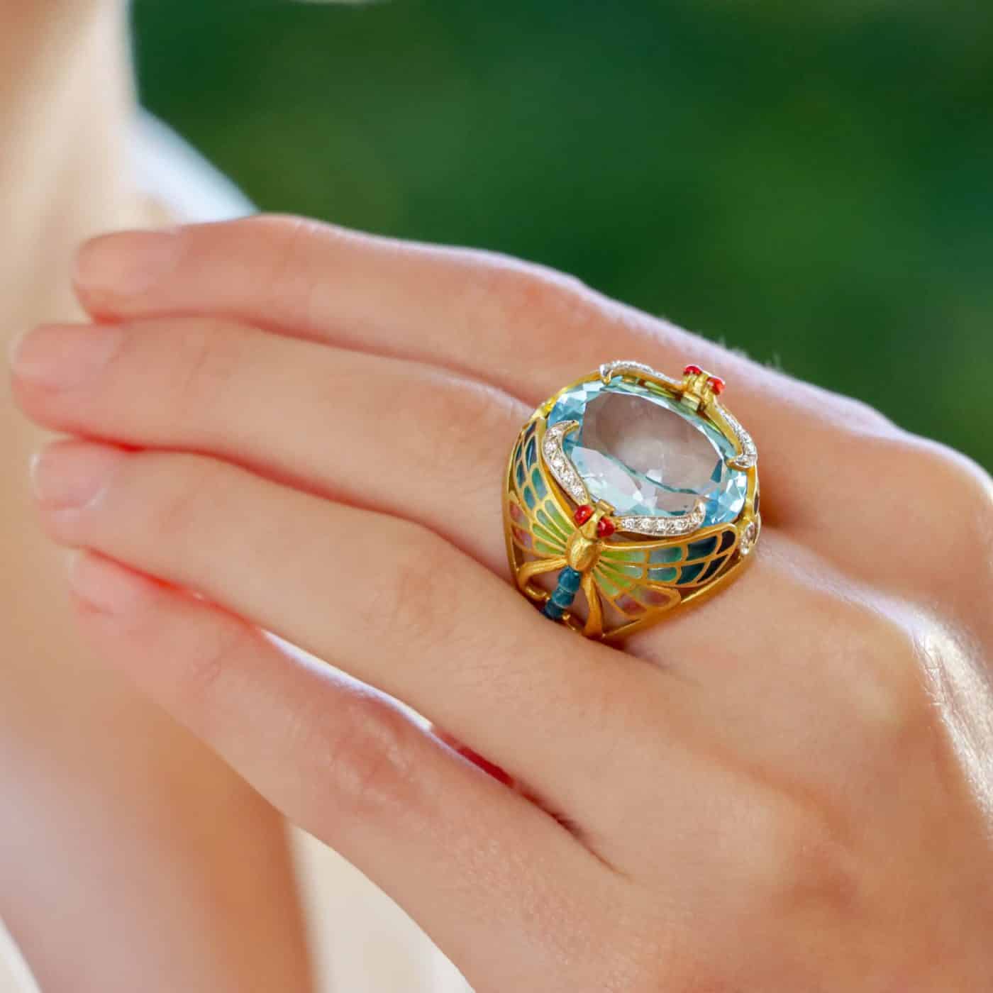 MASRIERA TOPAZ AND ENAMEL RING, 2020