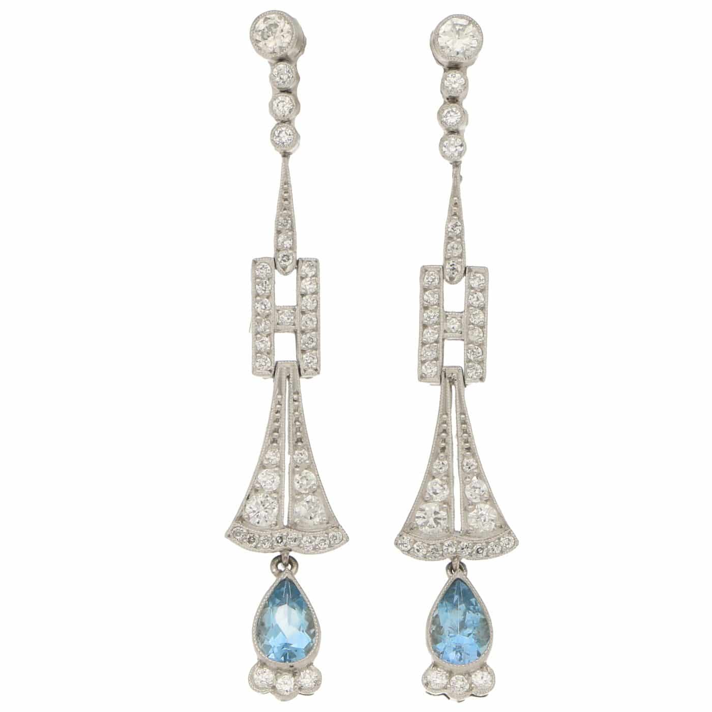 Susannah Lovis pear-cut aquamarines in the 1925 DROP EARRINGS