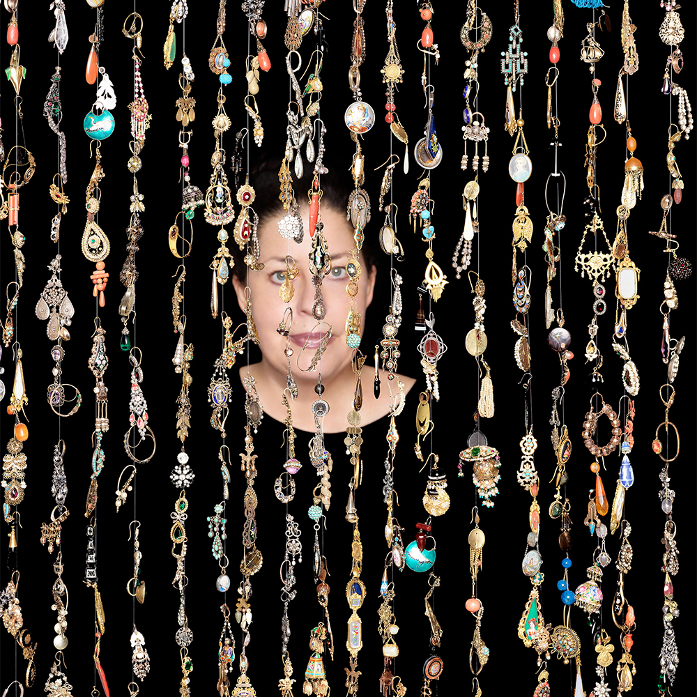 Collector Annette Klein and her earrings